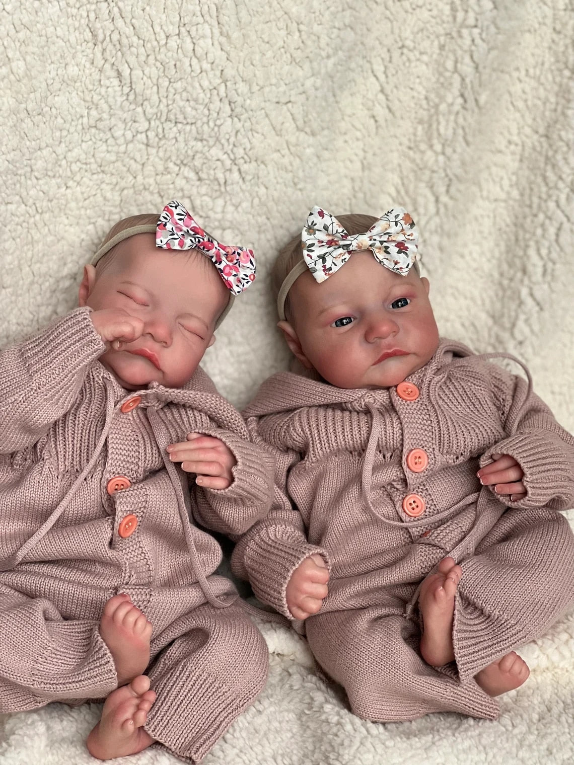 Boneca Recém-nascidos Acabada Gêmeos Já Pintada, veias Visíveis pela Pele 3D